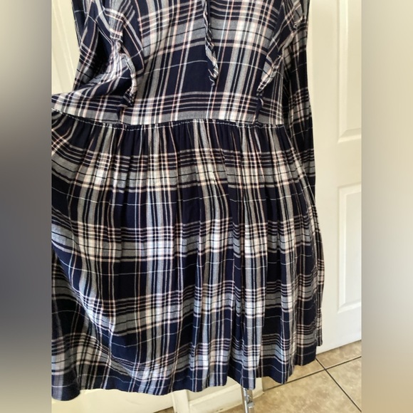 LOFT Blue Plaid Ruffle Dress‎ size S - Picture 7 of 12